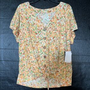 Westbound Multicolor Floral Button-Front Blouse